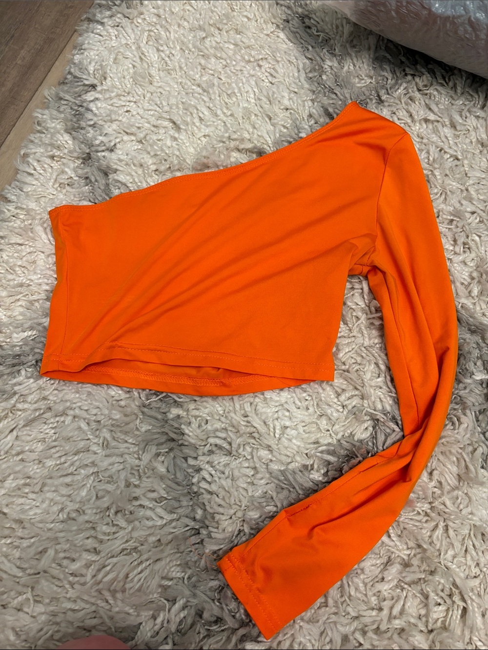 Women's One-Shoulder Orange Long-Sleeve Top